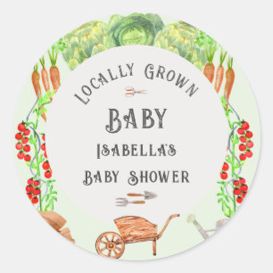 Landbouwers verhandelen lokaal geteeld Baby shower Ronde Sticker