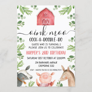 Landbouwhuisdieren 2e verjaardag kaart