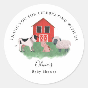Landbouwhuisdieren Baby shower Ronde Sticker