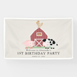 Landbouwhuisdieren Barnyard Beige Birthday Welkom Spandoek