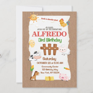 Landbouwhuisdieren Barnyard Birthday Kaart