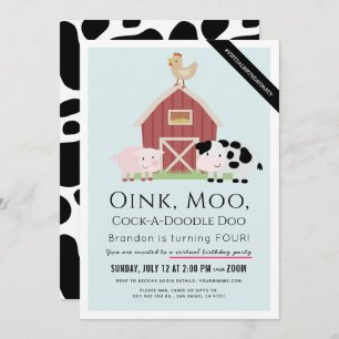 Landbouwhuisdieren Barnyard Blue Boy Virtual Birth Kaart