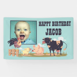 Landbouwhuisdieren Barnyard Kids Birthday Foto Spandoek