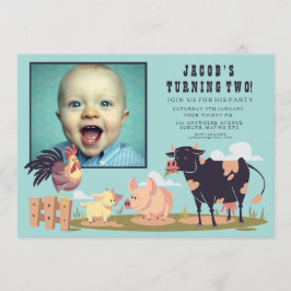 Landbouwhuisdieren Barnyard Kids Birthday Foto uit Kaart