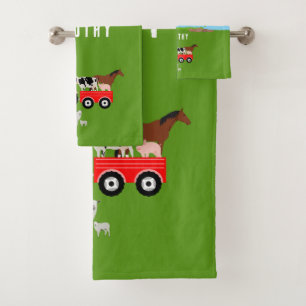 Landbouwhuisdieren en Roodtrekkerbarrière - Aangep Bad Handdoek
