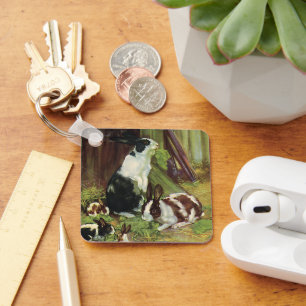 landbouwhuisdieren, gezelschapskonijnen die door sleutelhanger