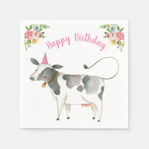 Landbouwhuisdieren Koe-meisje Birthday Barnyard Pi Servet