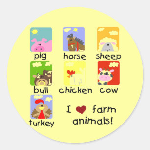 Landbouwhuisdieren overhemden en cadeautjes ronde sticker