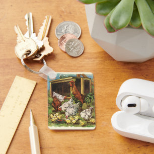  landbouwhuisdieren, rooster, kippen sleutelhanger