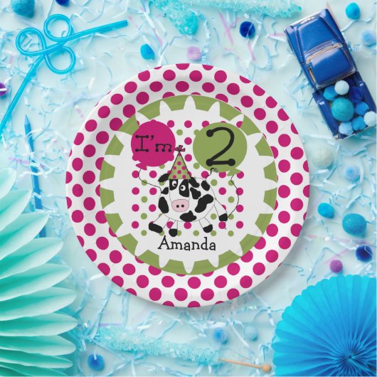 Landbouwhuisdieren Roze Bord 2e verjaardag (Feest)