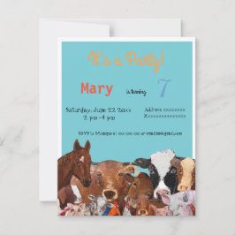 Landbouwhuisdieren, uitnodiging voor verjaardagsfe