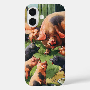 landbouwhuisdieren, varken met kalveren Baby iPhone 16 Hoesje