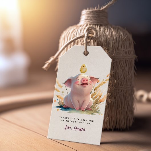 Landbouwhuisdieren Verjaardag Labels met cadeautje Cadeaulabel
