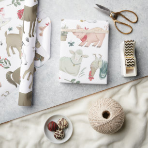 Landbouwhuisvee Koe Katoen Schapen Cadeaupapier