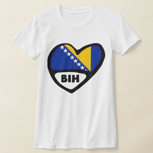 Landcode Bosnië en Herzegovina Vlag Hart BIH T-shirt (Laagn)