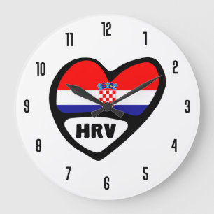 Landcode Kroatië HRV Hrvatska Flag Heart Grote Klok