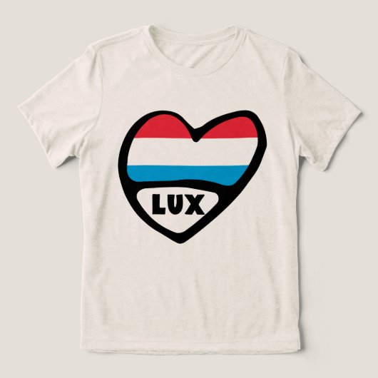 Landcode Luxemburg Vlag Hart LUX Tri-Blend Shirt (Design voorkant)