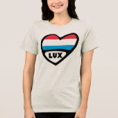 Landcode Luxemburg Vlag Hart LUX Tri-Blend Shirt (Voorkant)