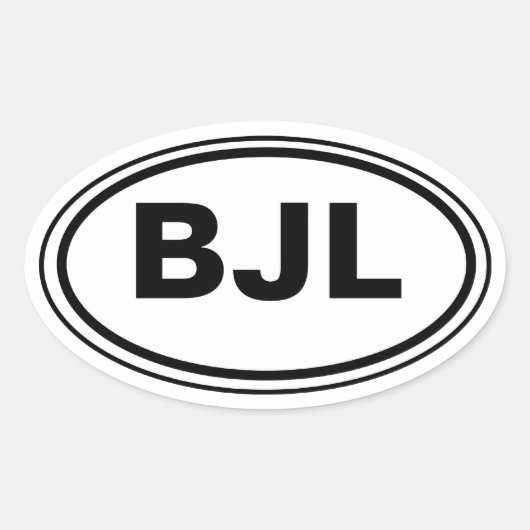 Landcode met uw initialen auto ovale sticker (Voorkant)