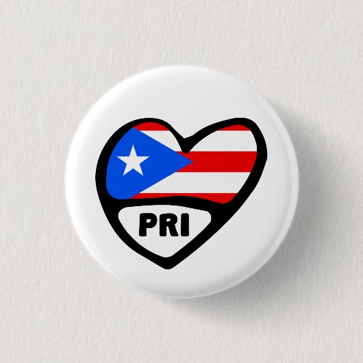 Landcode Puerto Rico — Vlag hoofdpin Badge, PRI Ronde Button 3,2 Cm (Voorkant)