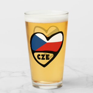 Landcode Tsjechië Vlag Hart, CZE Glas