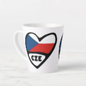 Landcode Tsjechië Vlag Hart, CZE Latte Mok (Linkerhoek)