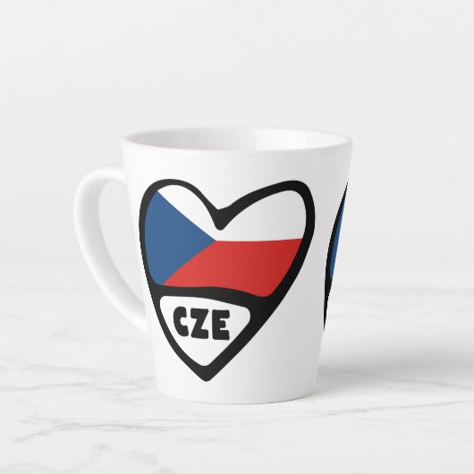 Landcode Tsjechië Vlag Hart, CZE Latte Mok (Linkerhoek)