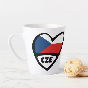 Landcode Tsjechië Vlag Hart, CZE Latte Mok