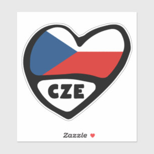 Landcode Tsjechië Vlag Hart, CZE Sticker