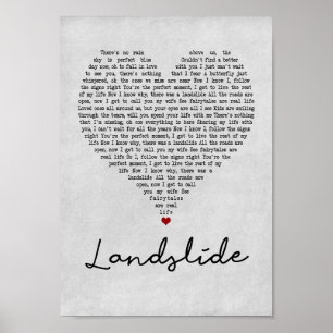 Landdia Gray Heart Song Lyric Wall Art Afdrukken Poster
