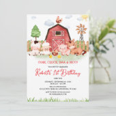 Landdieren Barnyard Birthday Invitation Kaart (Staand voorkant)