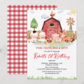 Landdieren Barnyard Birthday Invitation Kaart (Voorkant / Achterkant)