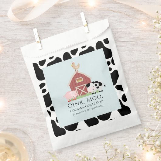 Landdieren Barnyard Blue Boy Birthday Bedankzakje (Geknipt)