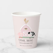 Landdieren Barnyard Girl Pink Birthday Papieren Bekers (Voorkant)