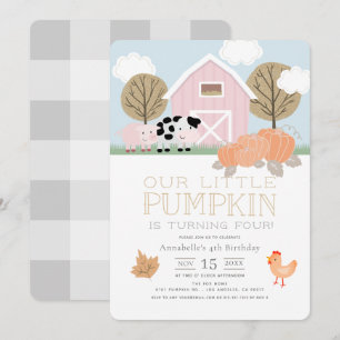 Landdieren Barnyard Pumpkin Patch Birthday Kaart