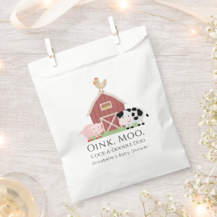 Landdieren Barnyard White Baby shower Favor Bag Bedankzakje