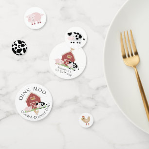 Landdieren Barnyard White Birthday Confetti