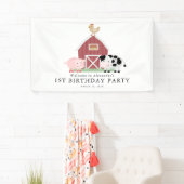 Landdieren Barnyard White Birthday Welkom Spandoek (Insitu)