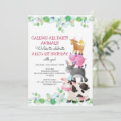 Landdieren Birthday Barnyard Kaart (Staand voorkant)