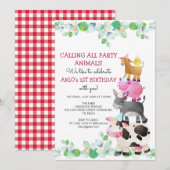 Landdieren Birthday Barnyard Kaart (Voorkant / Achterkant)