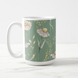 Landdruk voor weide-huisland op groen koffiemok