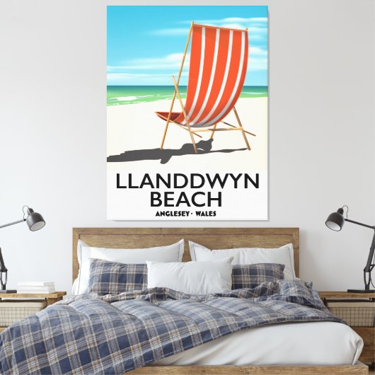 landdwyn Beach Anglesey Wales reisposter Canvas Afdruk (Insitu (Slaapkamer))