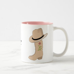 Landelijk beige hoed en laarzen met bloem tweekleurige koffiemok