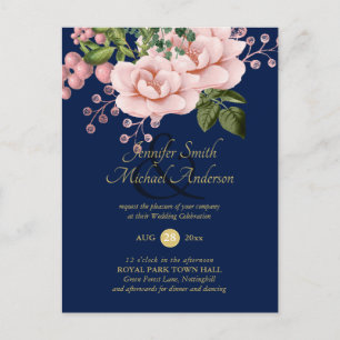 Landelijk Blauw Roze Blozende Rozen Trouw Ampersan Briefkaart