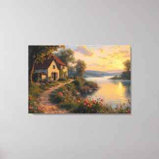 Landelijk boerderij-zonsopganglandschap canvas afdruk