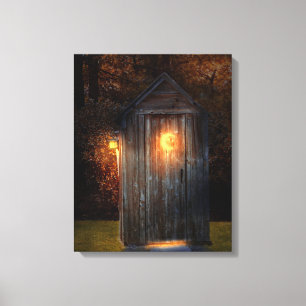 Landelijk - Buiten toilet - Doe je behoefte Canvas Afdruk