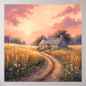 Landelijk Cottage - Painterly Style Landschap Poster (Voorkant)