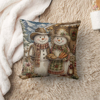 Landelijk en Western Cowboy Sneeuwmannen Kerstmis Kussen