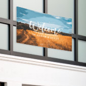 Landelijk gouden tarweveld zonovergoten platteland spandoek (Buitenkant Gebouw)