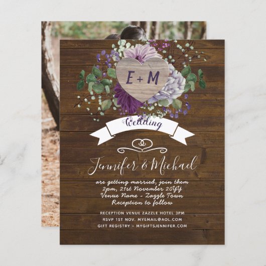 Landelijk Hart FOTO Paars Blauw Bloemmotief Boerde (Voorkant / Achterkant)